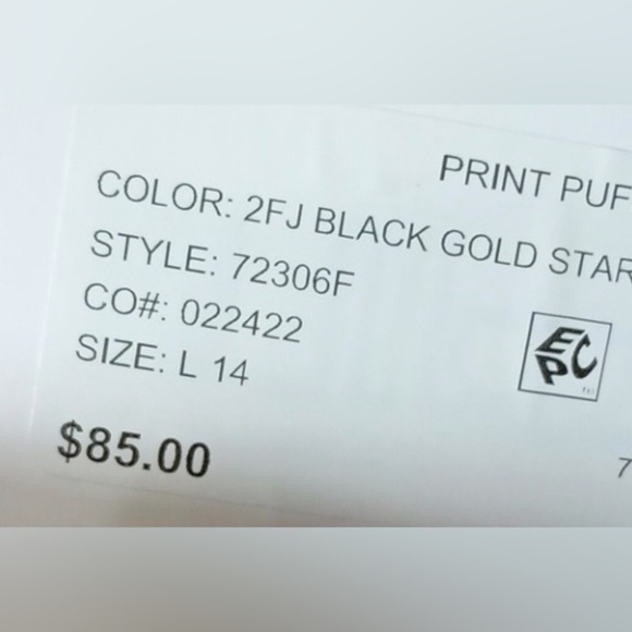 S. Rothschild Black Puffer Jacket with Gold Stars - Picture 2 of 7